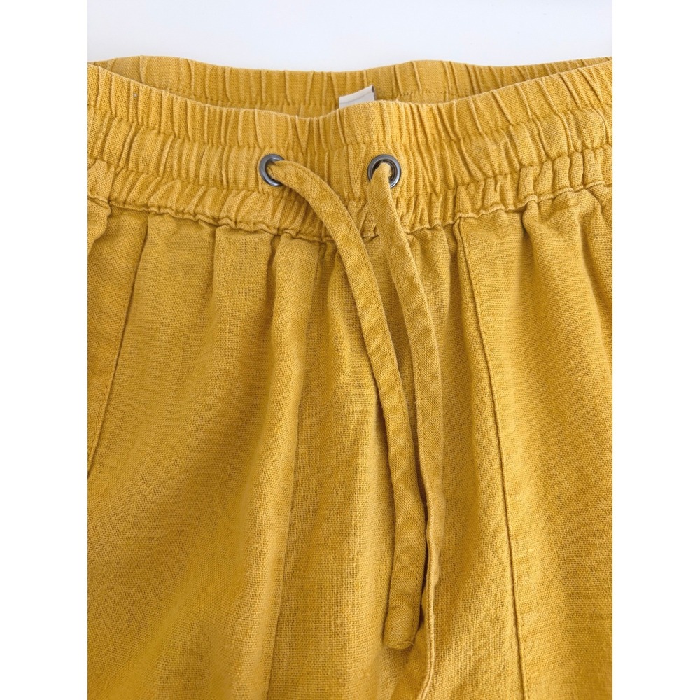 Jules and Leopold Linen Blend Drawstring Capri Mustard Small Boho Summer Casual - Picture 6 of 7